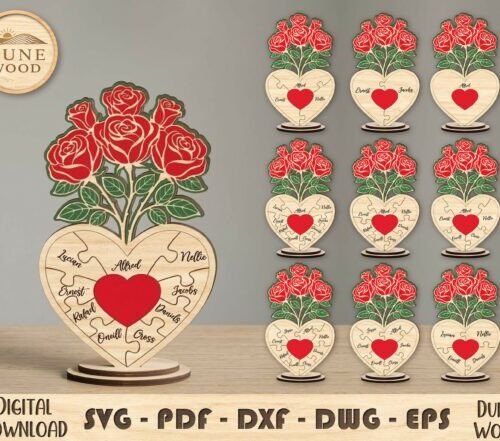 Rose Heart Family Puzzle SVG 145516627 Creativo Digital